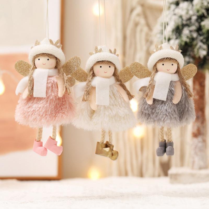 

Christmas Decorations Handmade Crafts Plush Angel Girl Doll Pendant Tree Hanging Ornaments Year 2022 Xmas Gift Toy