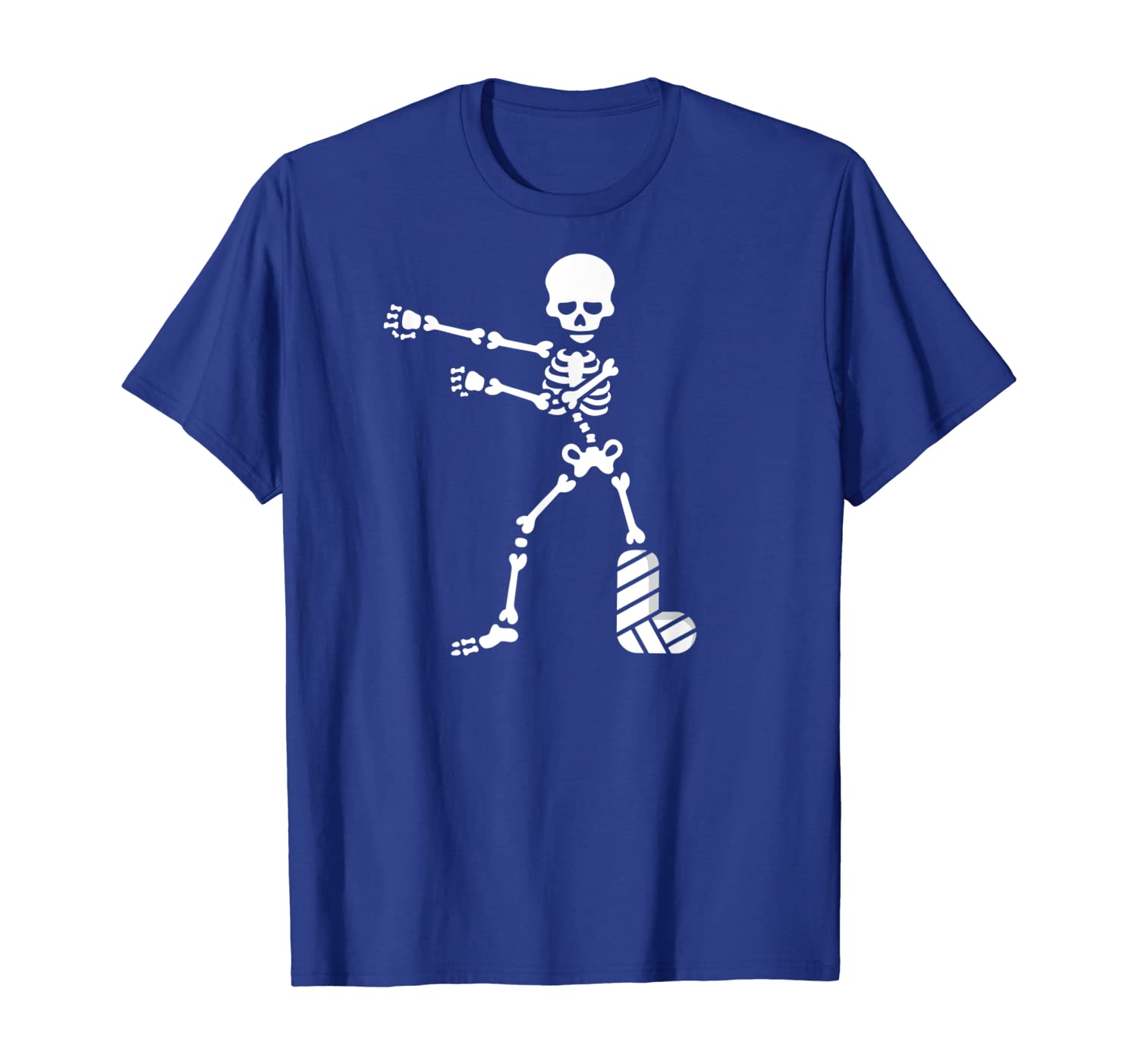

The floss dance flossing broken leg plaster skeleton T-shirt, White;black