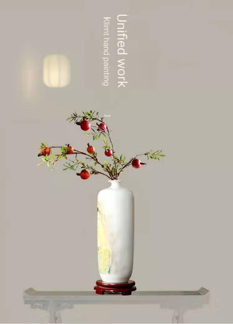 

Decorative Objects & Figurines YILUNXI Vase Decoration Living Room Hand-painted Flower Arrangement Dried Ceramic Desktop Home Klimt Art Porc