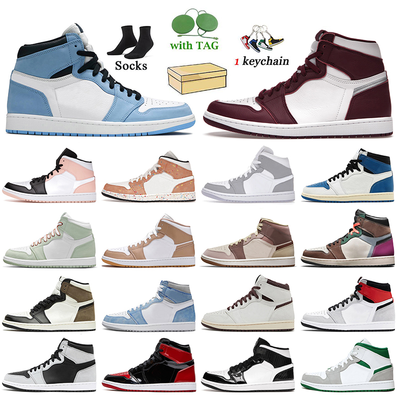 

Women Mens Basketball Shoes Jumpman 1 University Blue Bordeaux 1s Fashion Trainers Sneakers Mid Grey Pine Green Crimson Tint Toe Olive Aura Wolf Grey Sports, B16 dark mocha 36-47
