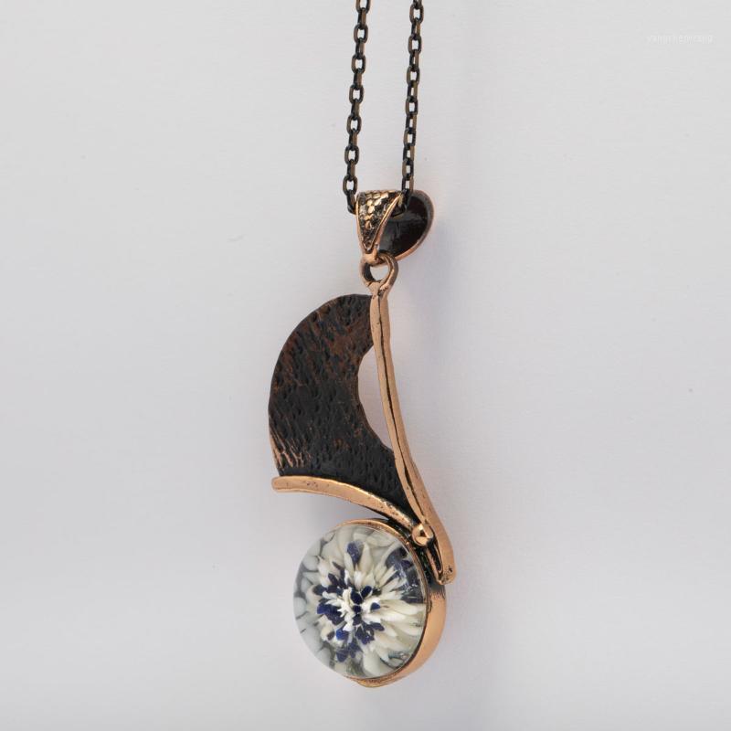 

Chains Hougah Sail Style Murano Women Design Gift Glass Chain Bronze Necklace