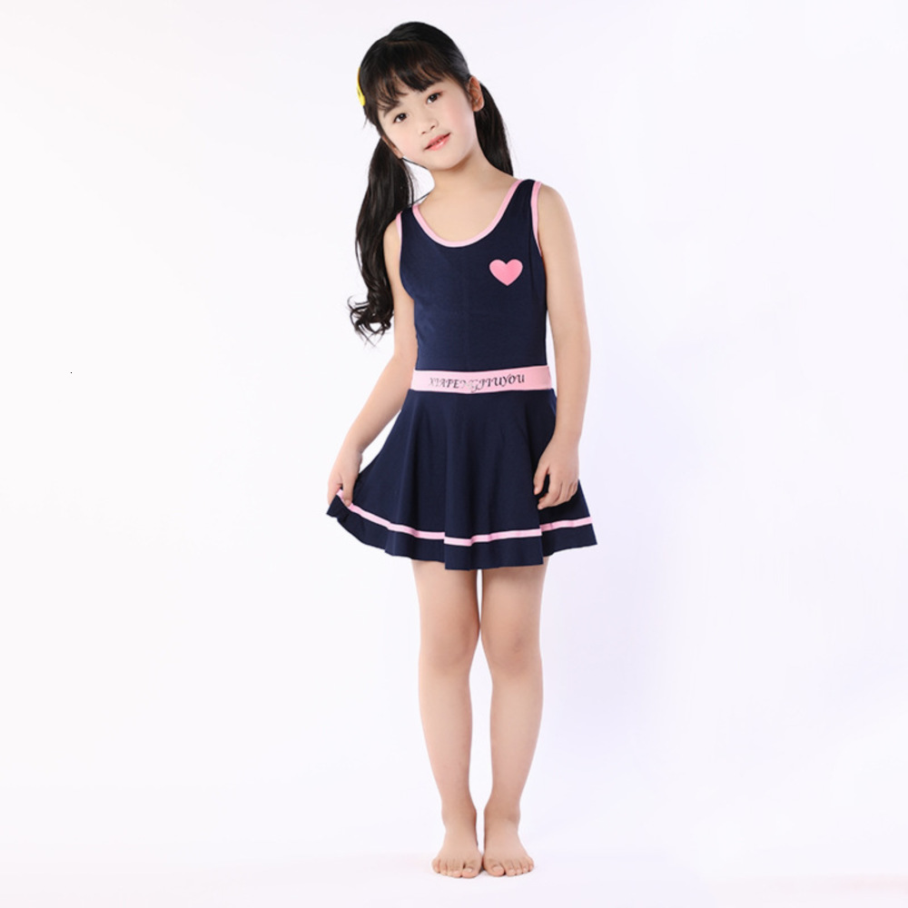 

Children's suit women's one piece skirt girls' Beach Sports children's swimsuit, Black
