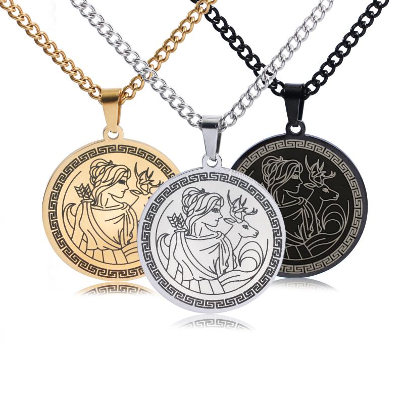 

Pendant Necklaces Ancient Greek God Hunting Goddess Necklace Olympians Stainless Steel Mythology Jewelry