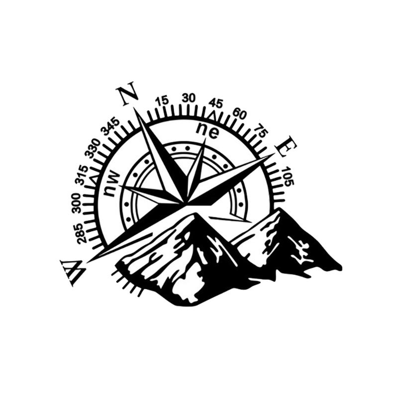 

Wall Stickers Car PVC Sticker Compass Navigate Mountains Decal Auto Body Decoration 60 * 50CM Black Decorative