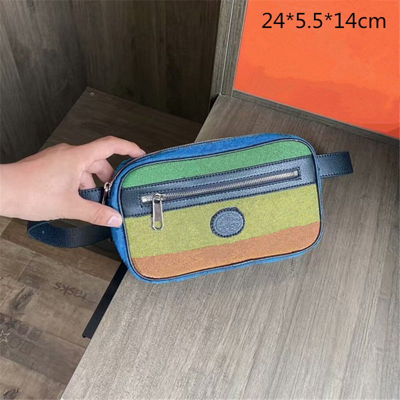 

2021 Unisex Luxury Rainbow Waist Bags Fashion Designers Crossbody Multicolor Camera Chest Bag Printed Letters Small High Quality Purses, Yellow