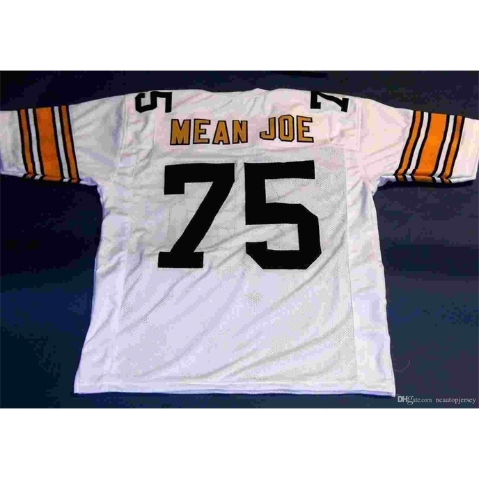 

JOE Cheap retro #75 GREENE CUSTOM MITCHELL & NESS Jersey MEAN JOE GREENE white Mens Stitching High-end Size S- Football Jerseys College N