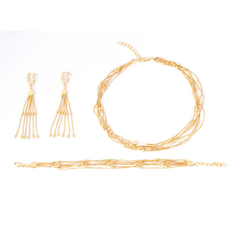 

Earrings & Necklace Fashion Jewelry For Women Tassel Romantic Beads Choker Hand Chain Set Wedding Bridal Anniversary, Silver