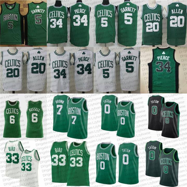 

Vintage Paul 34 Pierce Basketball Jerseys Kevin 5 Garnett Jayson 0 Tatum Larry 33 Bird Jaylen 7 Brown Boston Celtics Nba City Ra, Black;red