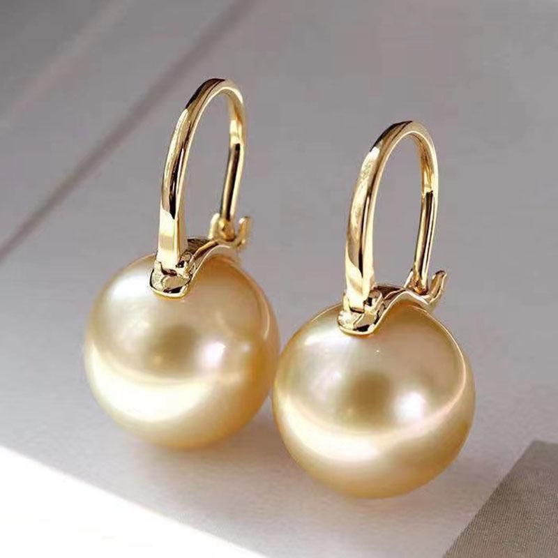 

Dangle & Chandelier South Sea Gold Bead Earrings Are Round And Flawless Natural Pearl Champagne Jewelry, Silver