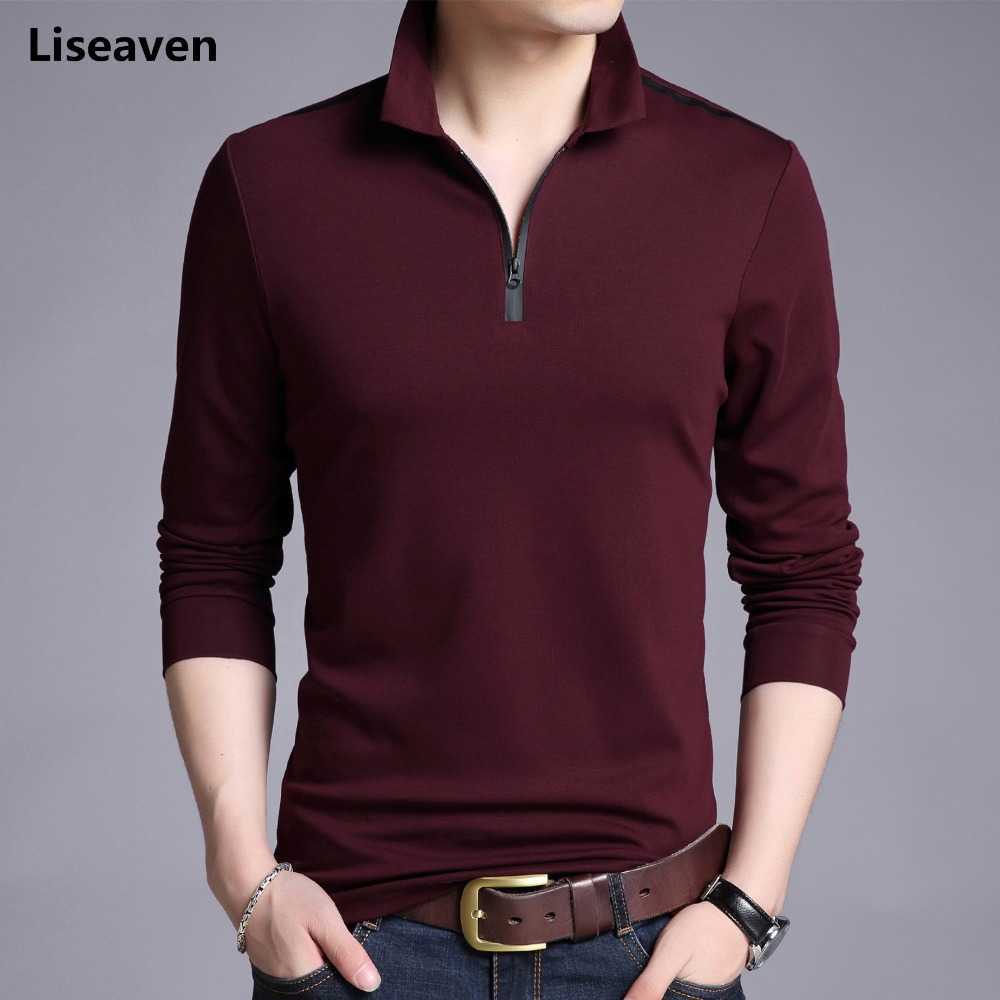 

Liseaven T-Shirts Men Solid Color Slim Fit Shirt Long Sleeve Tshirt Men's Casual T Shirts Brand Clothing 210629, Black