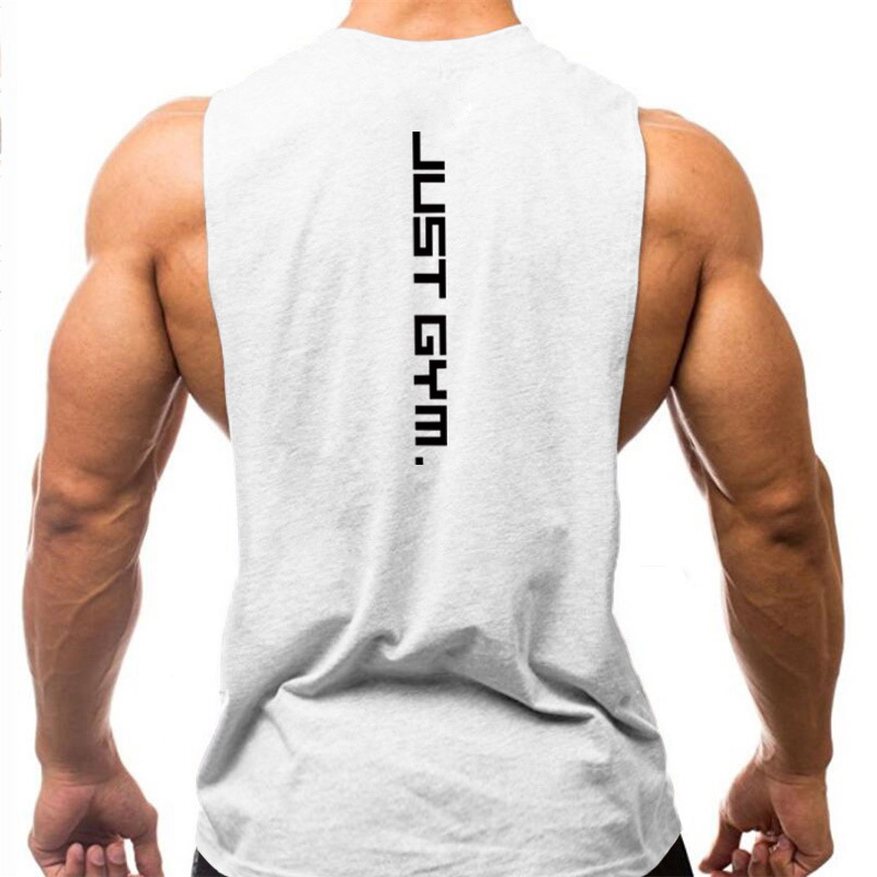 

New Gym Tank Top Summer Cotton Sleeveless Shirt Casual Fashion Fitness Stringer Tank Top Men bodybuilding Clothing, White;black