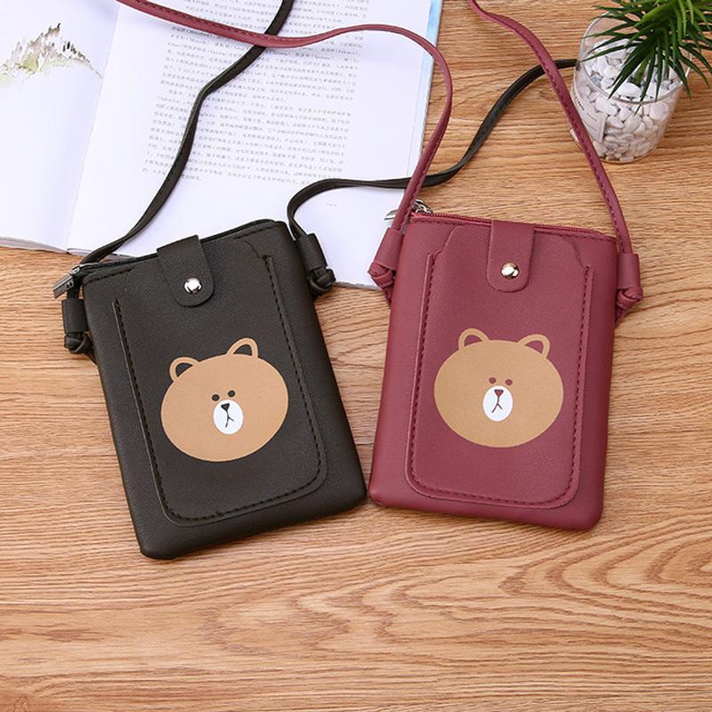 

Mini Cute Cartoon Mobile Phone Bag 2021 Casual Shoulder Women PU Messenger Bags Small Snap Female Crossbody Waist