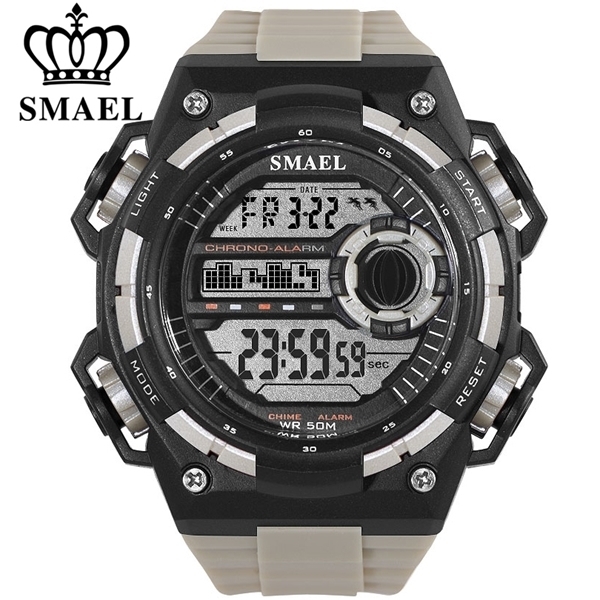 

SMAE Luxury Brand Men Digital Wristwatches LED Display Multifunction Chronograph Clock Outdoor Sports Watches Relogio Masculino X0524, White golden