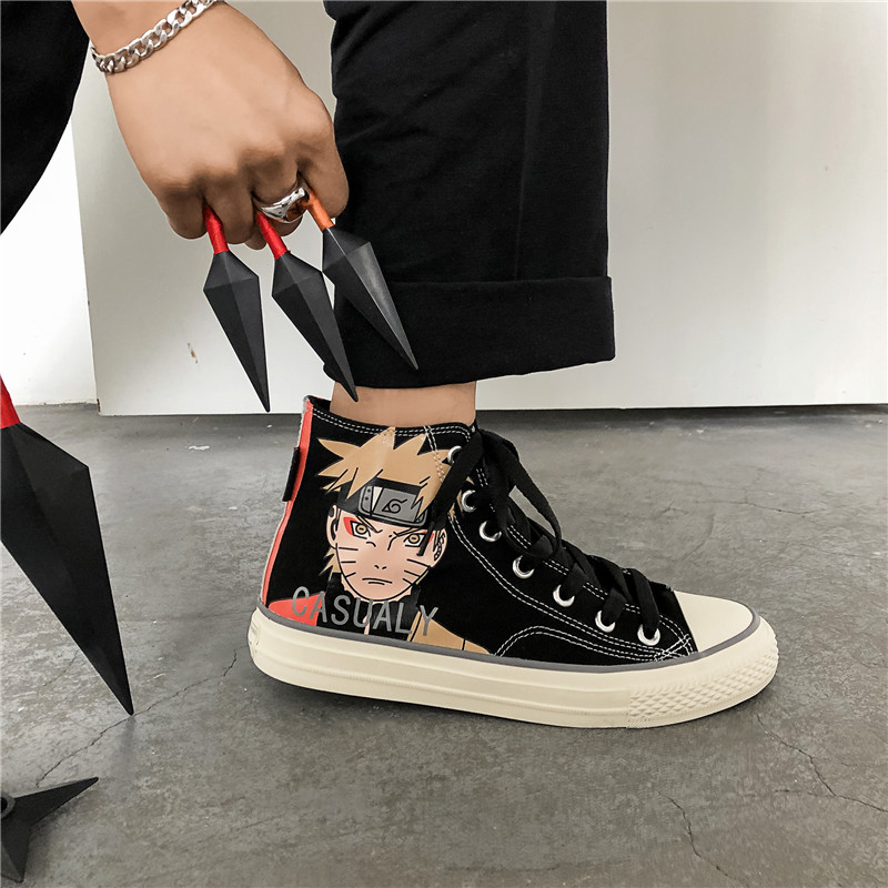 

Wholesale 2021 Fashion Running Shoes Sneakers Men Womens Trainers High Cut Canvas Shoe Graffiti Black White Designer Sports Size 36-44 37-D39