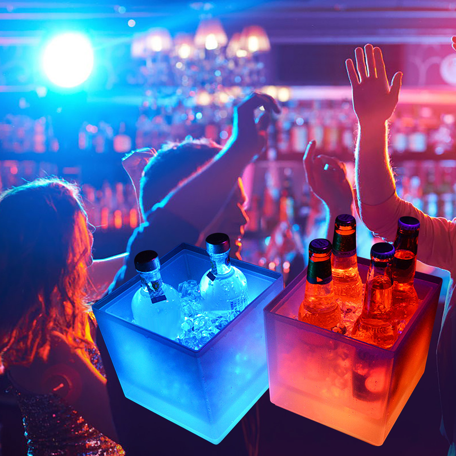 

3.5L Waterproof LED Double Layer Square Ice Buckets Bars Nightclubs Light Up Champagne Beer whiskey Bucket