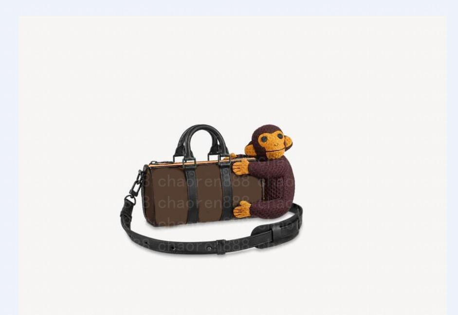

Real Leather With Friends Embroidery Bag Cartoon Pillow Mini Body Mens Zoom Keepall Nano Flower Letter Totes Cross Virgil Handbags, Monkey