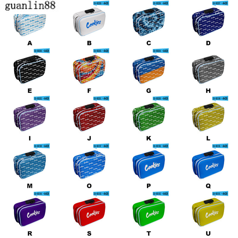 

COOKIES Print Cigar Storage Bag with Coded Lock 3D Travel Bags Case for Women Men 20 Styles