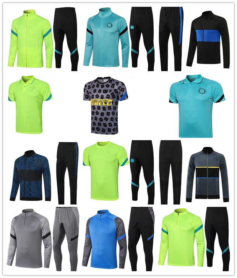

2020 2021 football tracksuit jackets kits polo shirt 20/21 Survetement ALEXIS LUKAKU LAUTARO soccer training suit tracksuit jacket set, Round neck