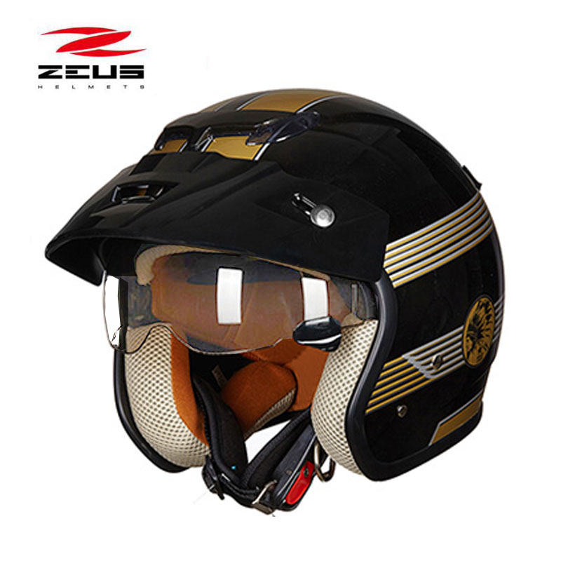 chien noir ZEUS 3/4 Demi Visage casque de moto motorcoss 318C moto vélo électrique scooter Casques de sécurité M L XL XXL