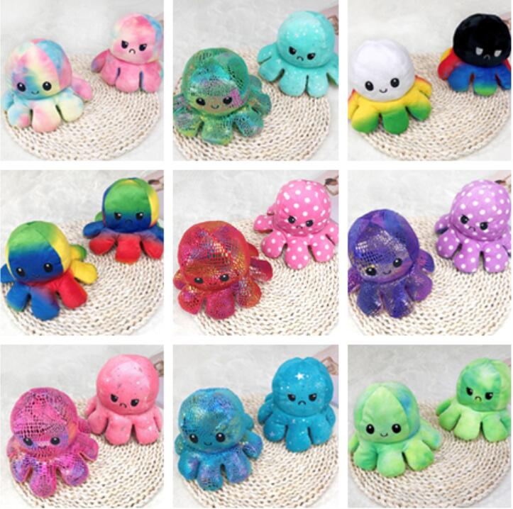 

48 hours SHiP !Reversible Flip Octopus Stuffed Plush Doll Soft Simulation Reversible Plush Toys Color Chapter Plush Doll Child Toys