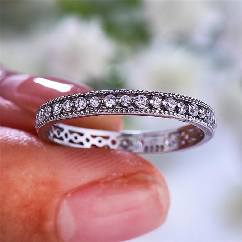 

Cluster Rings Cute Female Small Zircon Stone Ring 100% Real 925 Sterling Silver Promise Love Engagement For Women