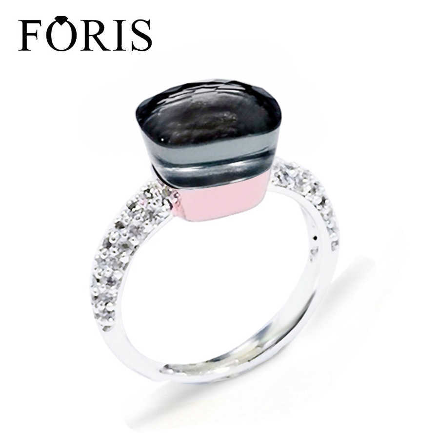 

Newest Style Fashion Jewelry Rose Gold and Silver/ Black Candy Color Crystal Ring For Women Best Gift 25Colors Y0723
