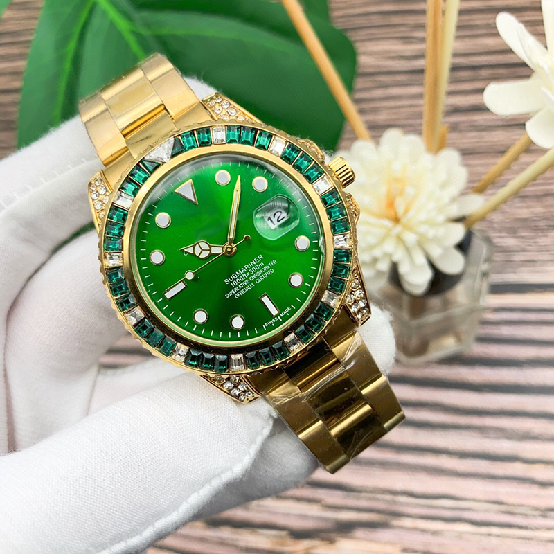 

Luxury Orologio R brand watch mens watches fashion dress gem case 42.5mm diamond dial designer wristwatches stainless steel strap quartz movement, Slivery;brown