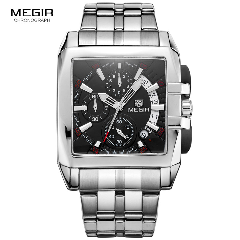 

Megir new business mens quartz watches fashion brand chronograph wristwatch for man hot hour for male with calendar 2021g, Ms2018g-white