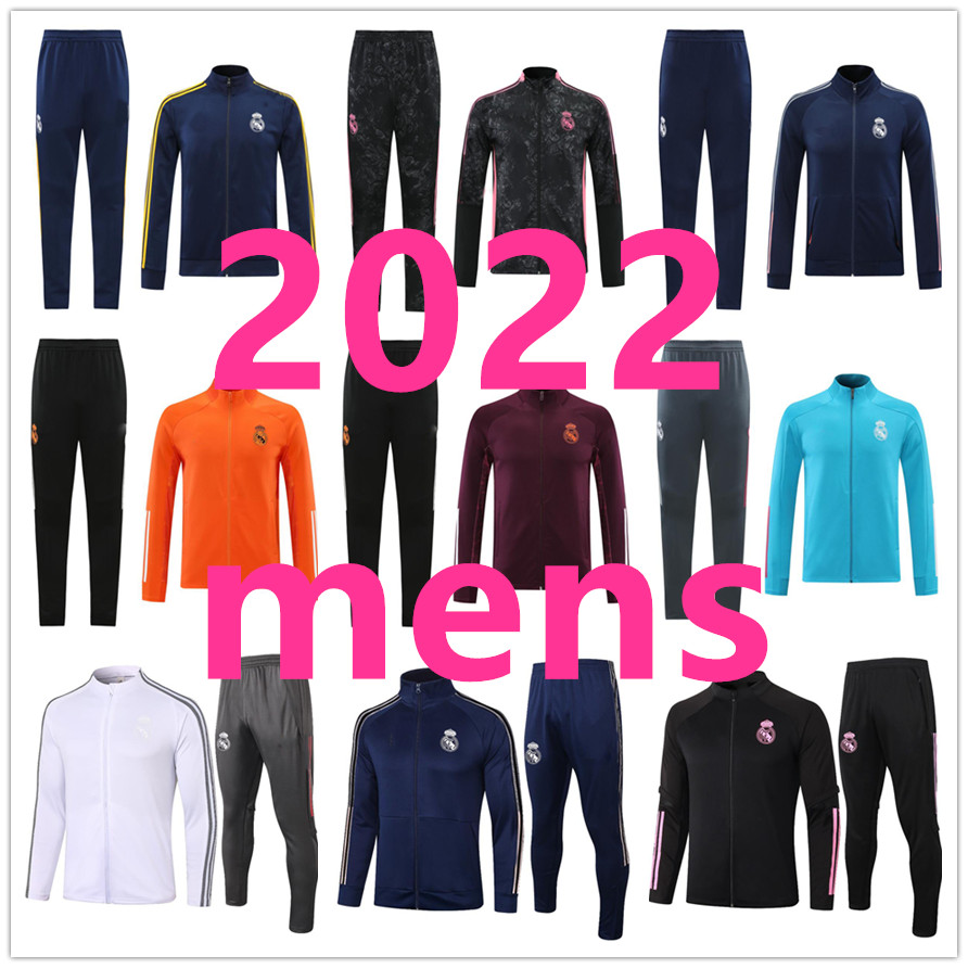 

2021 2022 real madrid Mens full zip jacket Hoodie set clothes soccer tracksuit 21 22 football kits training suit, Black