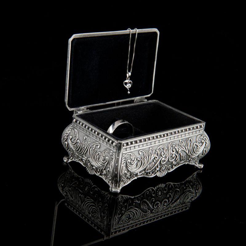 

Jewelry Pouches, Bags Vintage Trinket Box Rectangle Metallic Floral Small Gift Storage P9YF