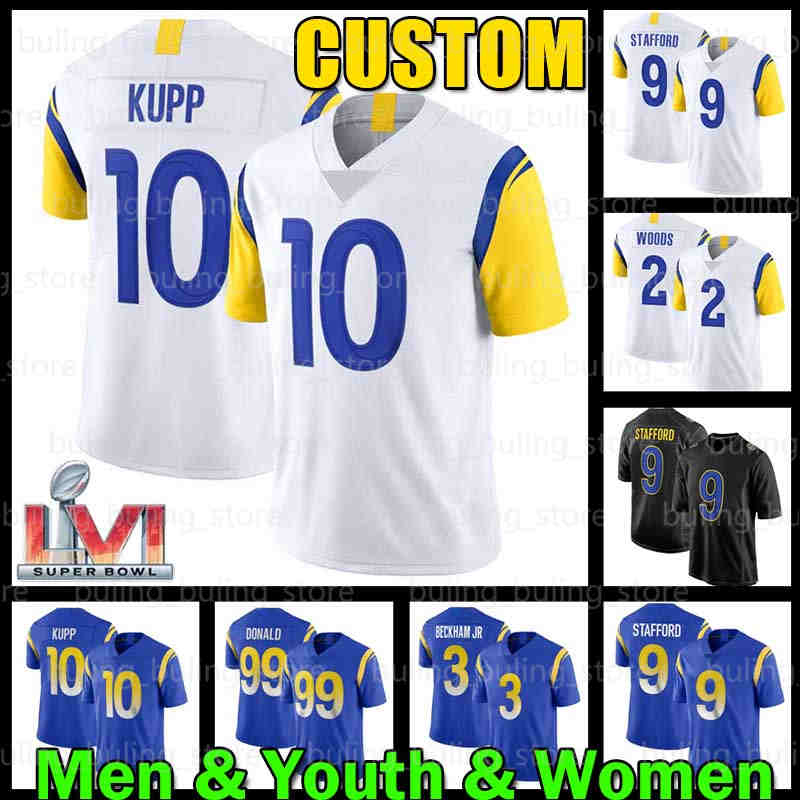 

Los Angeles''Rams''Cooper Kupp Jersey Odell Beckham Jr Matthew Stafford Football Aaron Donald Jalen Ramsey Cam Akers Mat, Black;red