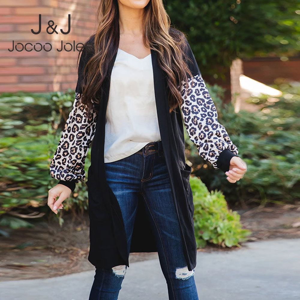 

Elegant Lantern Sleeve Leopard Print Patchwork Cardigan Sweater Ladies Autumn Long Sleeve Outwear Female Knitted Coat 210518, Red
