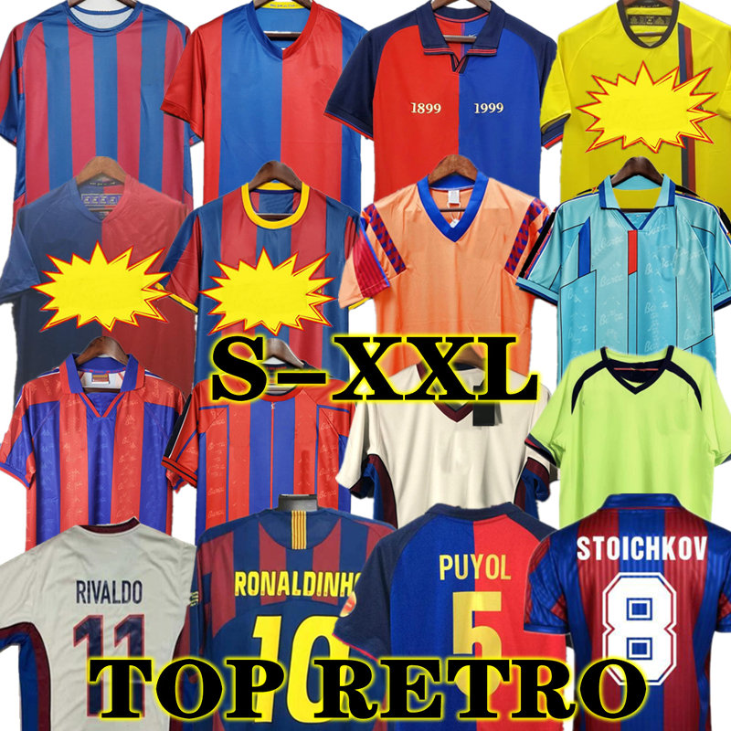 

1899 1999 BarcelonES Stoitchkov Soccer jersey retro 96 97 FIGO RONALDINHO MESSIs 08 09 07 91 92 Koeman Classic RIVALDO Henry Laudrup Guardiola, 08 09 home