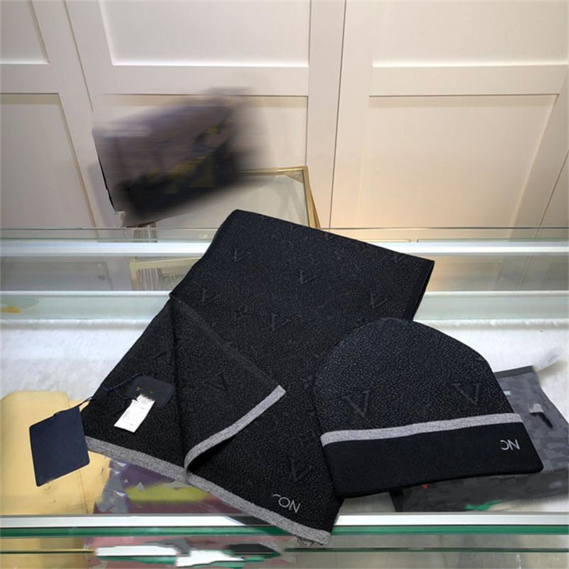 

New fashion high quality design letter embroidery scarf hat men and women wool scarf Beanie Skull Caps scarf