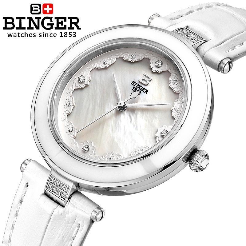 

Switzerland Binger Women's Watches Fashion Luxury Relogio Feminino Leather Strap Quartz Butterfly Diamond Wristwatches B-3026-1, Item 2
