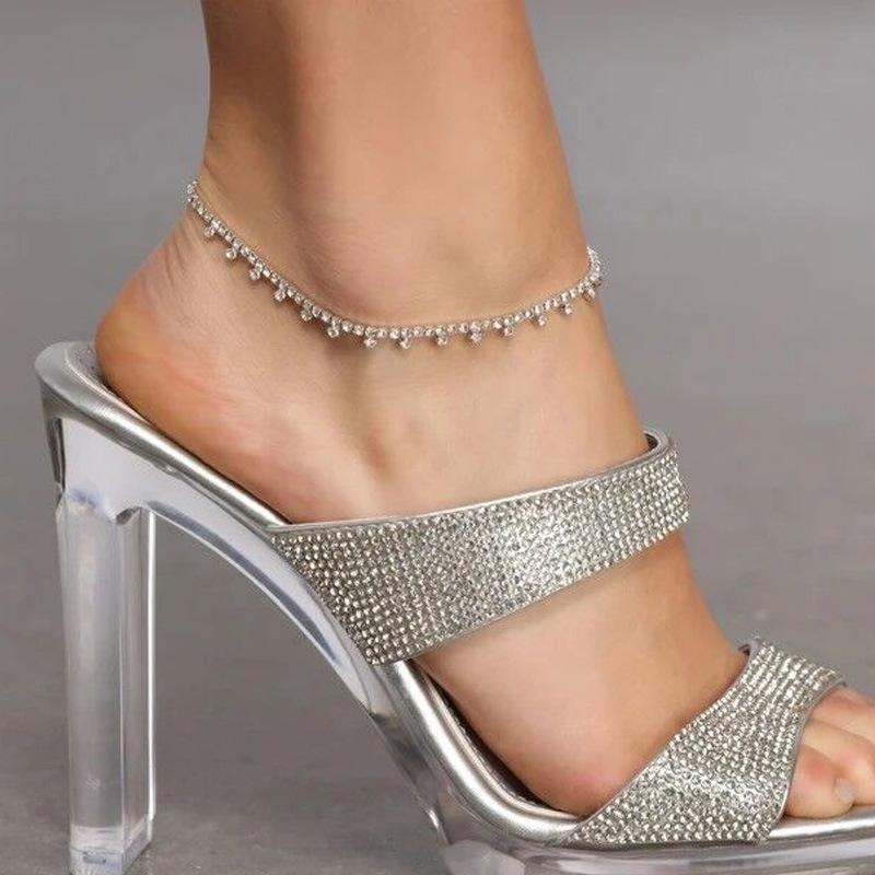 

Anklets VCU Fashion Water Drop Anklet Rhinestone Foot Chain For Women Sunmmer Beach Crystal Leg Ankle Bracelet Sandals Jewelry, Red;blue