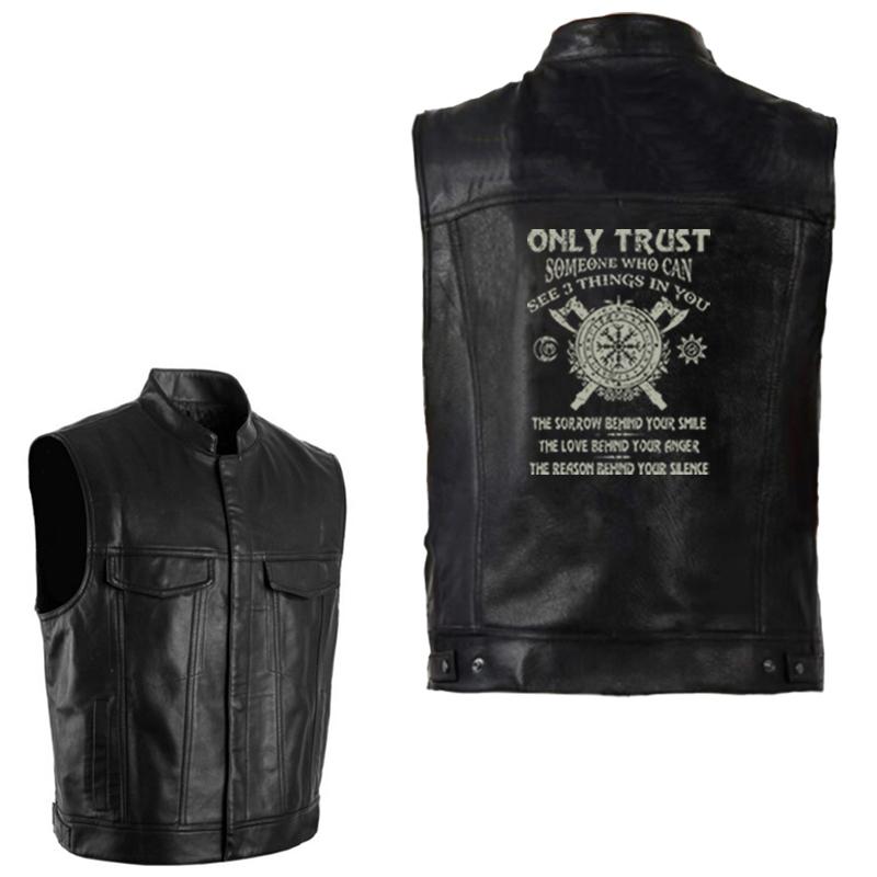 

Men' Vests Odin Son Of Valhalla Viking Leather PU Jacket Vest Mens Sleeveless Punk Pocket Black Motorcycle Waistcoat Coats, C0251 bai