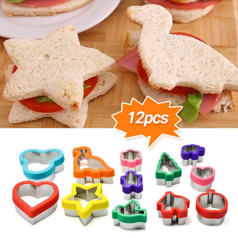

Baking Moulds 12pcs/set Sandwich Cutter Set Christmas Animal Bear Stainless Steel Bread Mould Metal Forms Cookie Cutters Biscuit Mold Tool