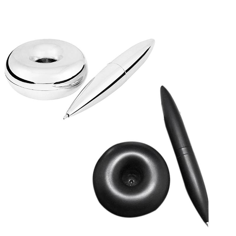 

Ballpoint Pens Floating Pen With Magnetic Base Chrome Ball Point Writing Magnet Holder Office Paper Weight, As shown