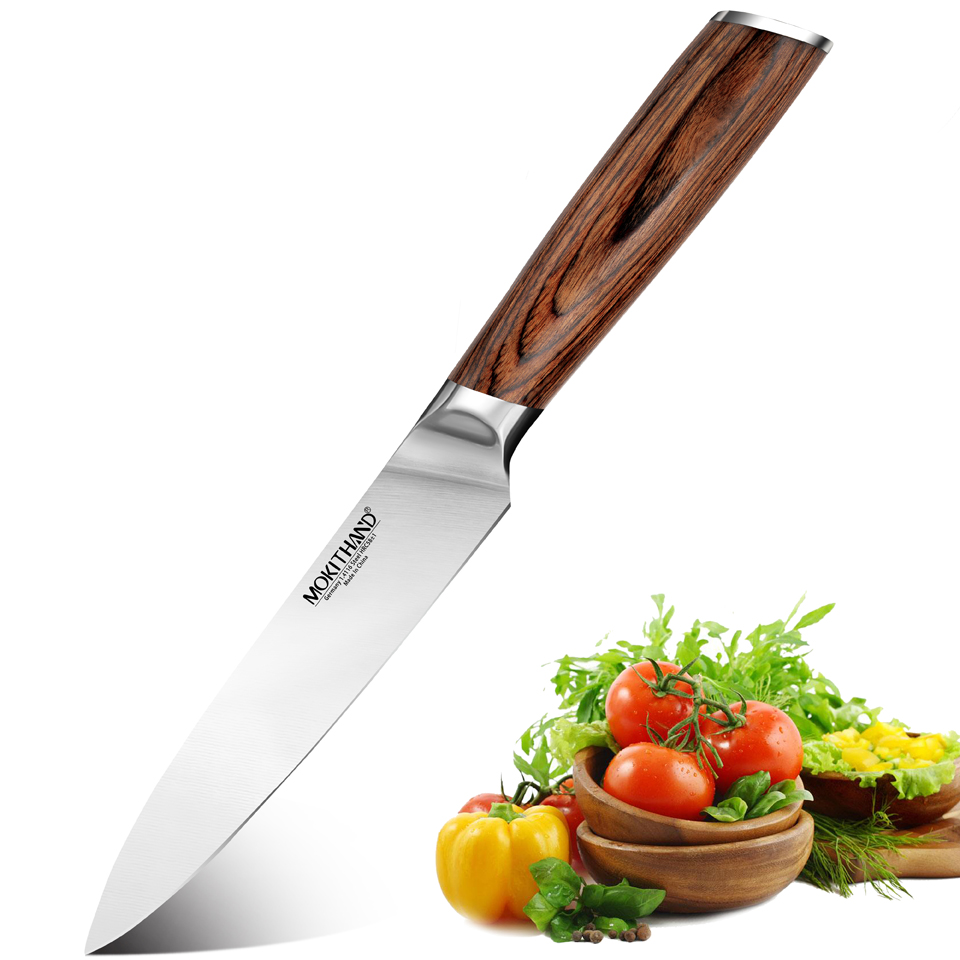 

Mokithand Utiity Knife 5 inch Japanese Kitchen Knives Germany 1.4116 Stee Professiona Vegetabe Meat Fruit Knife