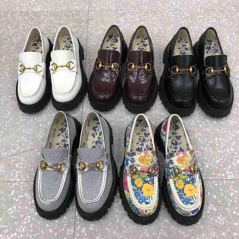 

2021 Women Loafers Platform Casual Shoes Designer Sneakers sexy ladies Flats Printing Flower Fashion Genuine Leather Shoe woman Sneaker with box
