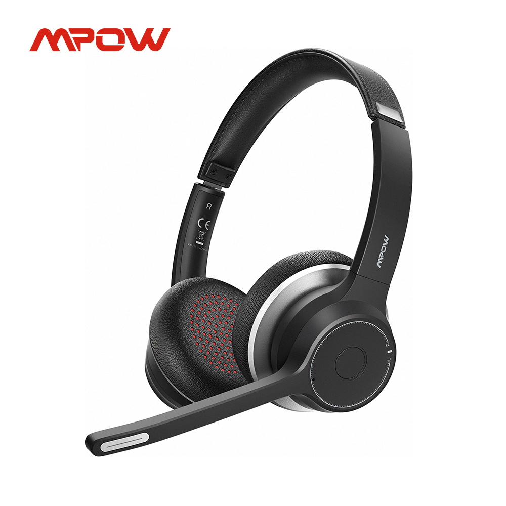

Mpow HC5 Bluetooth 5.0 Headset Wireless Wired 2 in 1 Headphone Earphones CVC 8.0 Noise Cancelling Mic For Call Center Driver Office, Gold