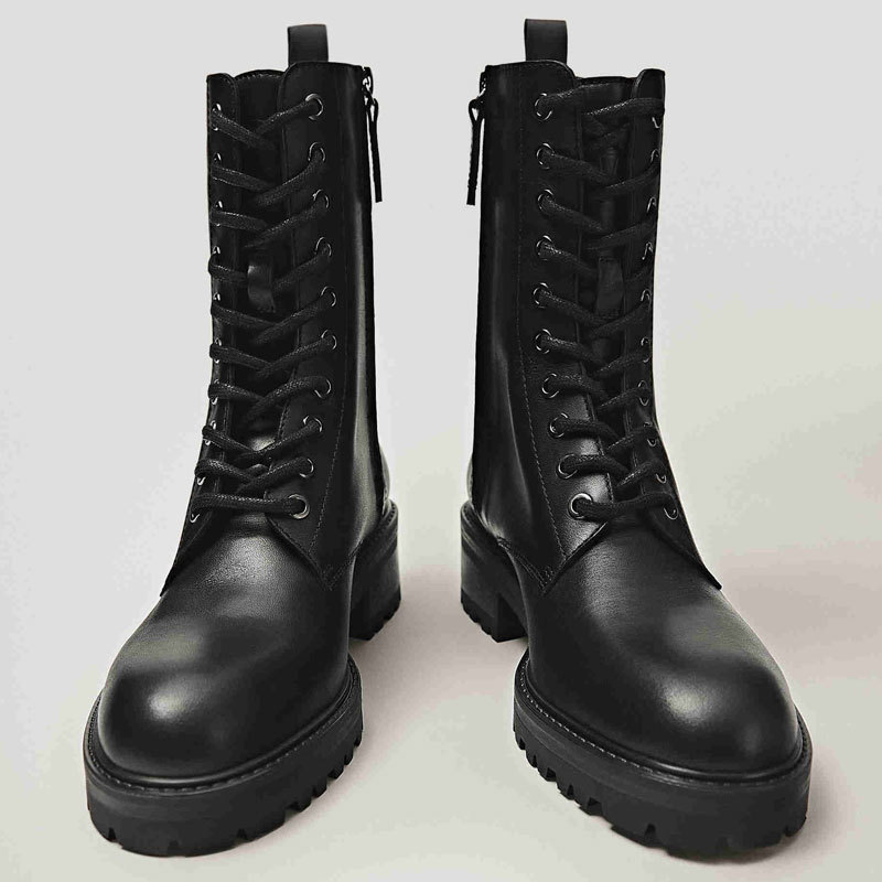 

boots leather boots of high motorcycle ankle 1lmn, Black
