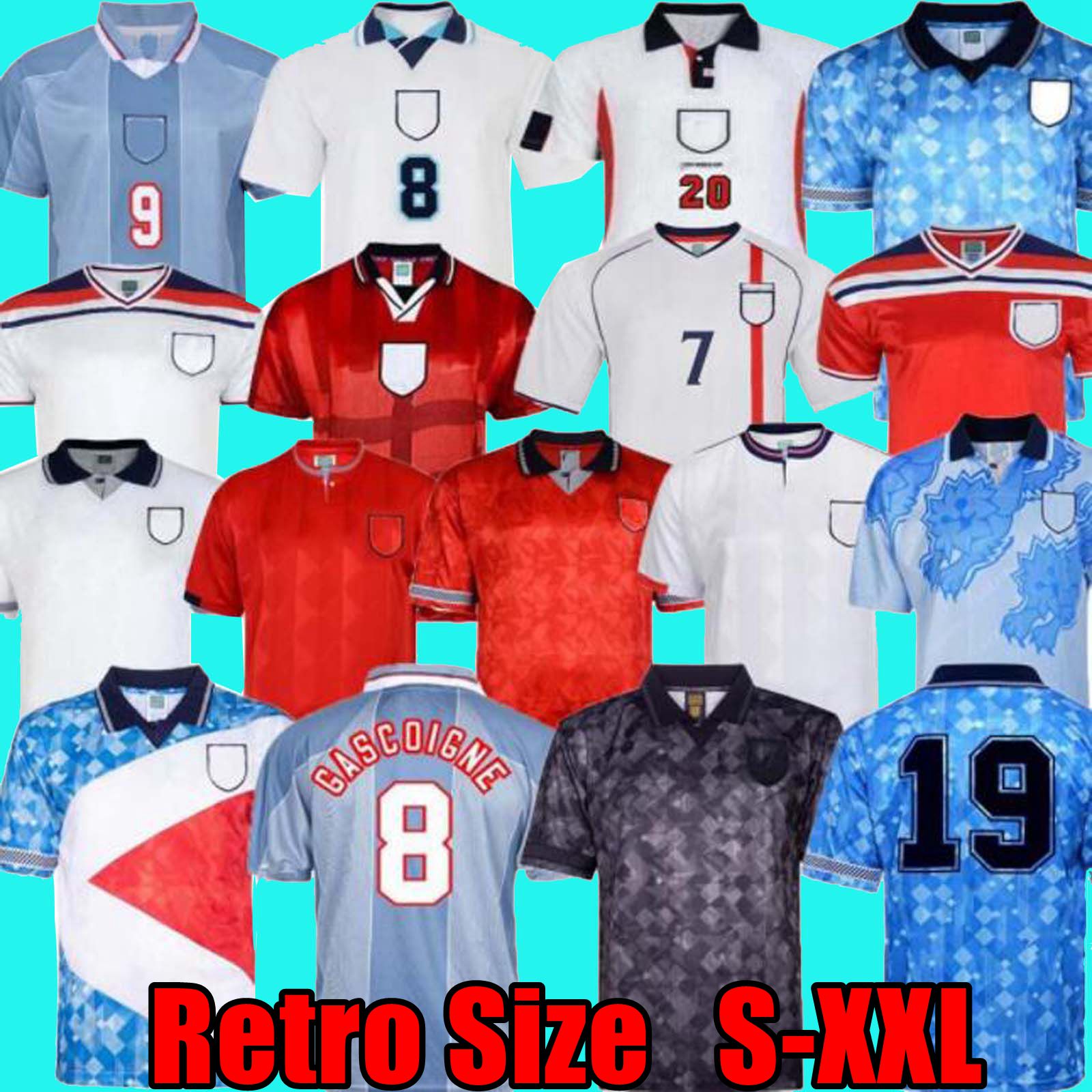 

1990 England Retro Jersey 90 91 1996 1998 2002 Gascoigne Shearer Beckham Soccer Jersey 1990 Fowler 1989 Camisa de fútbol Gerrard Scholes Owen 1994 Heskey commemorate, 1998 away