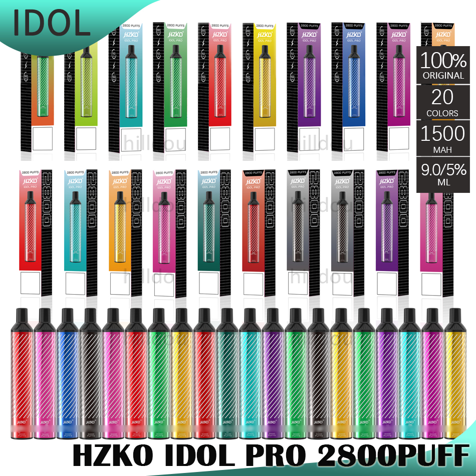 

HZKO IDOL Pro Disposable Pod Device Kit E cigarettes 2800 Puffs 1500mAh Battery 8ml Prefilled Cartridge Vape Stick Pen Vs Bang XXL Max Flex 100% Original