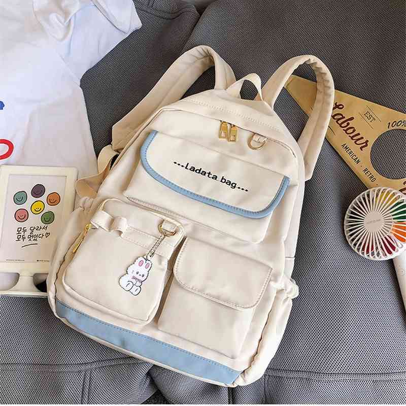 

2021ins new bag ins Korean junior high school leisure waterproof versatile backpack female, Pink (large)