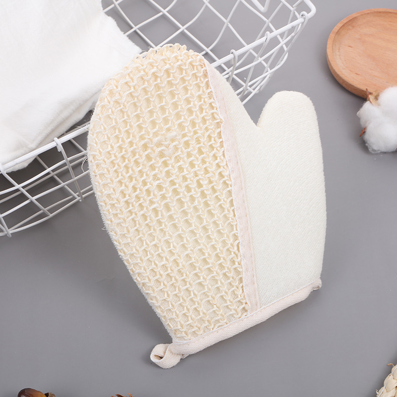 

Sisal Bath Glove with Terry Towel Exfoliating Back Brush Shower Gloves Mitt