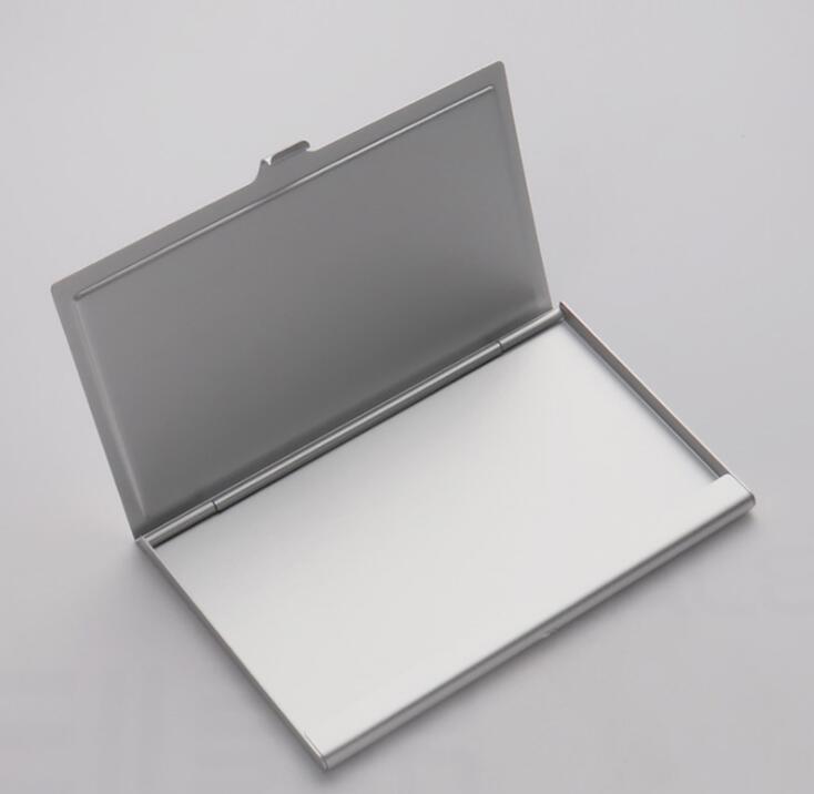 

DHL50pcs Card Holders Sublimation DIY White Blank Aluminum Concave Position Rectangle Name Cards Boxes, Silver