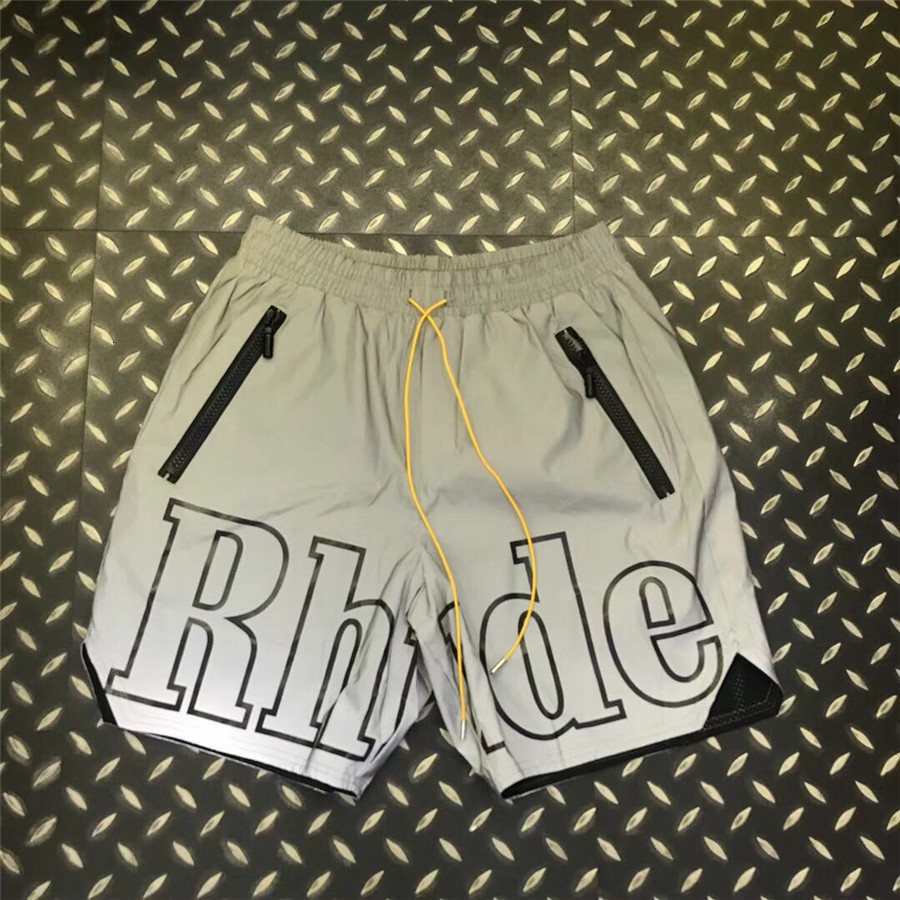 

patron Rhude x 19ss New York exclusive high street pill mesh letter drawstring shorts men's beach pants FS3O, White;black