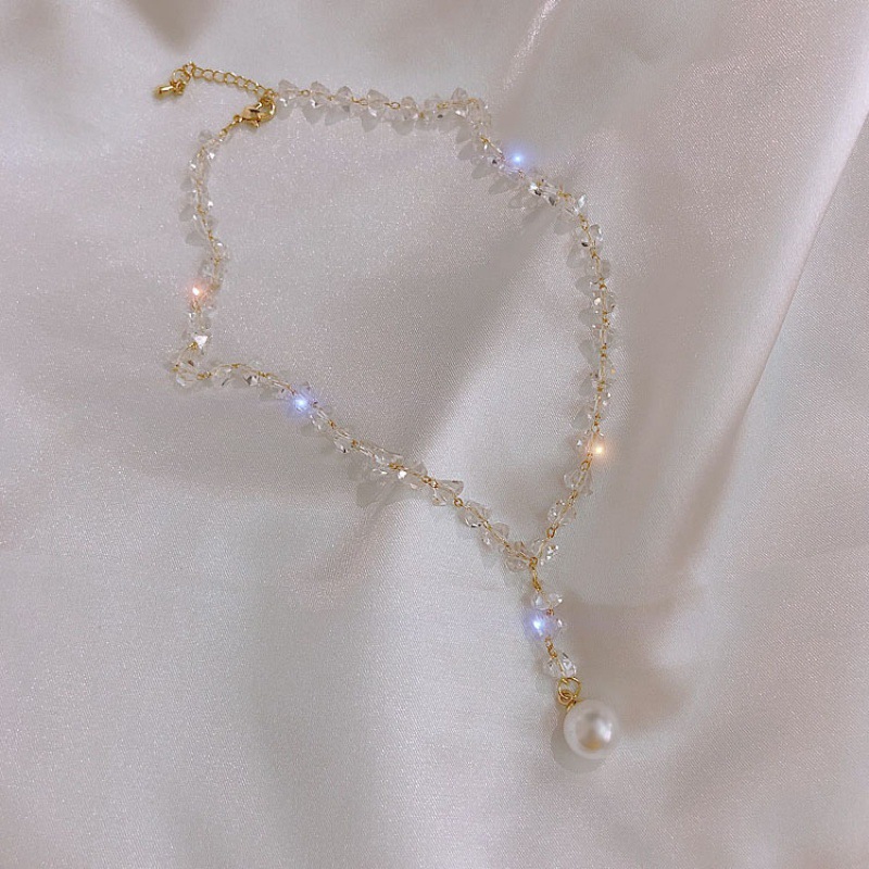

S1928 Hot Fashion Jewelry Crystal Pearl Dangle Beaded Neckleck Collarbone Elegant Choker Necklace C3